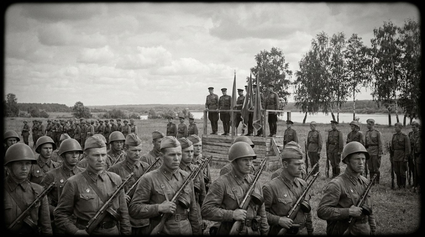 Przysięga żołnierzy 1. Dywizji Piechoty im. Tadeusza Kościuszki w Sielcach nad Oką, 15 lipca 1943 r.