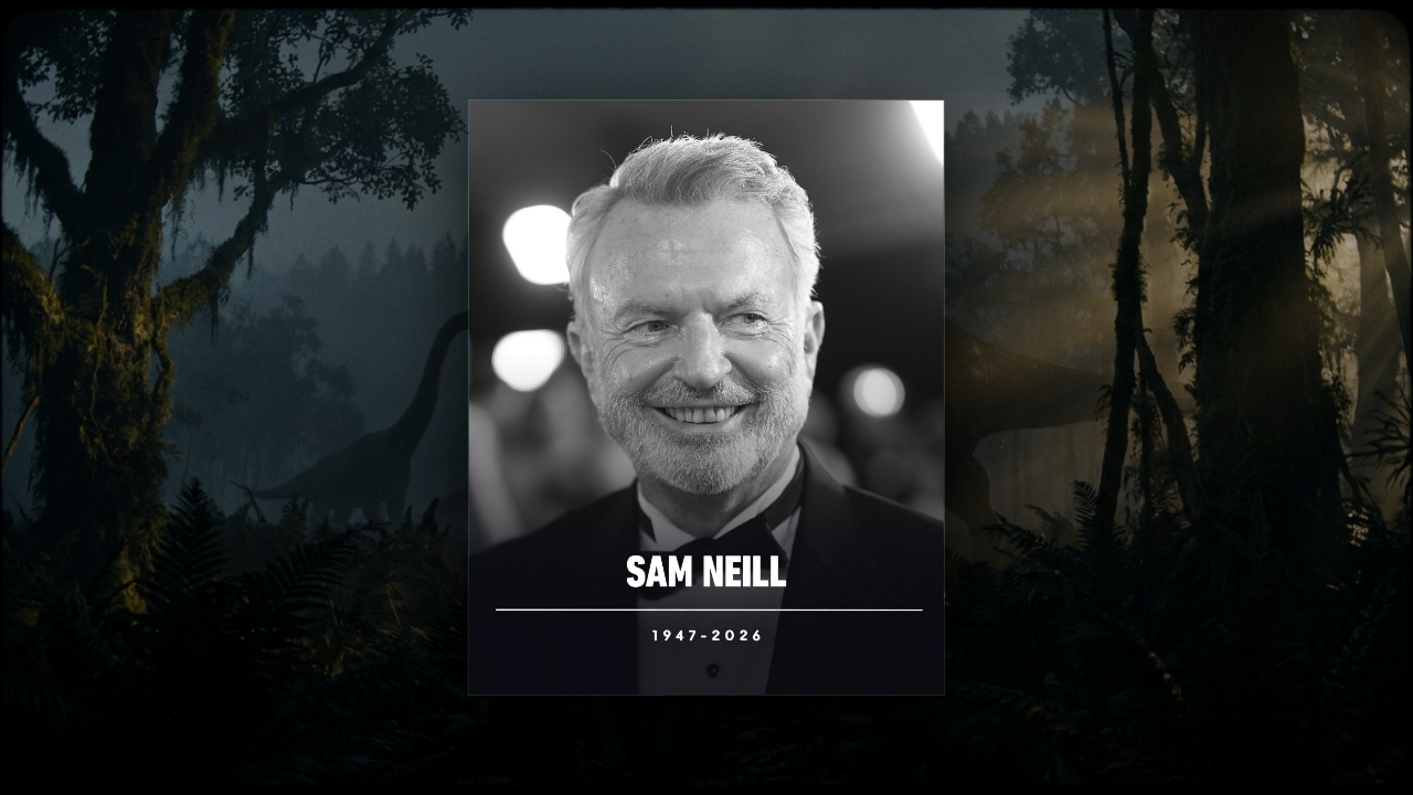 Sam Neill (1947–2026) – pożegnanie aktora, w tle dinozaury z Parku Jurajskiego