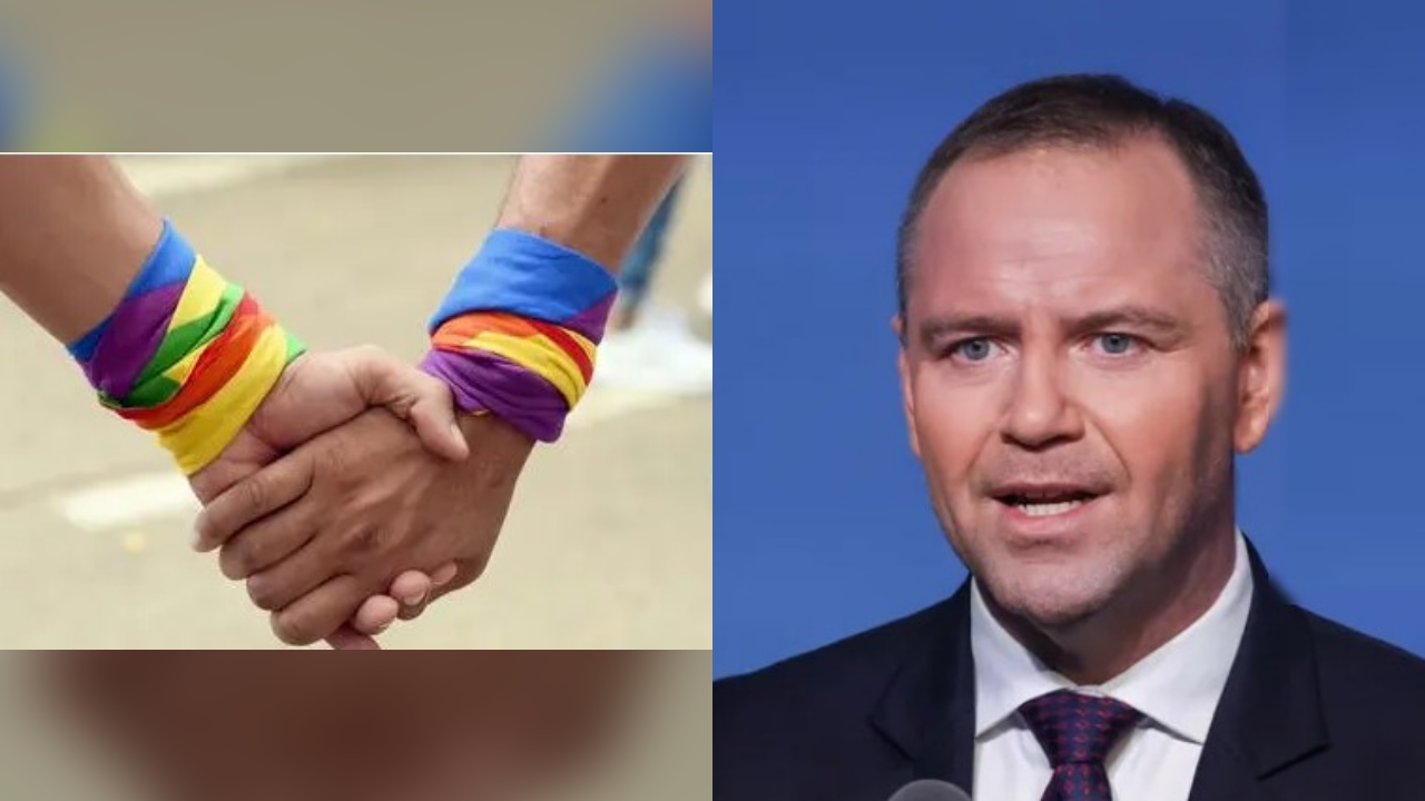 Splecione dłonie z tęczowymi opaskami oraz prezydent Karol Nawrocki – weto ustawy o związkach partnerskich