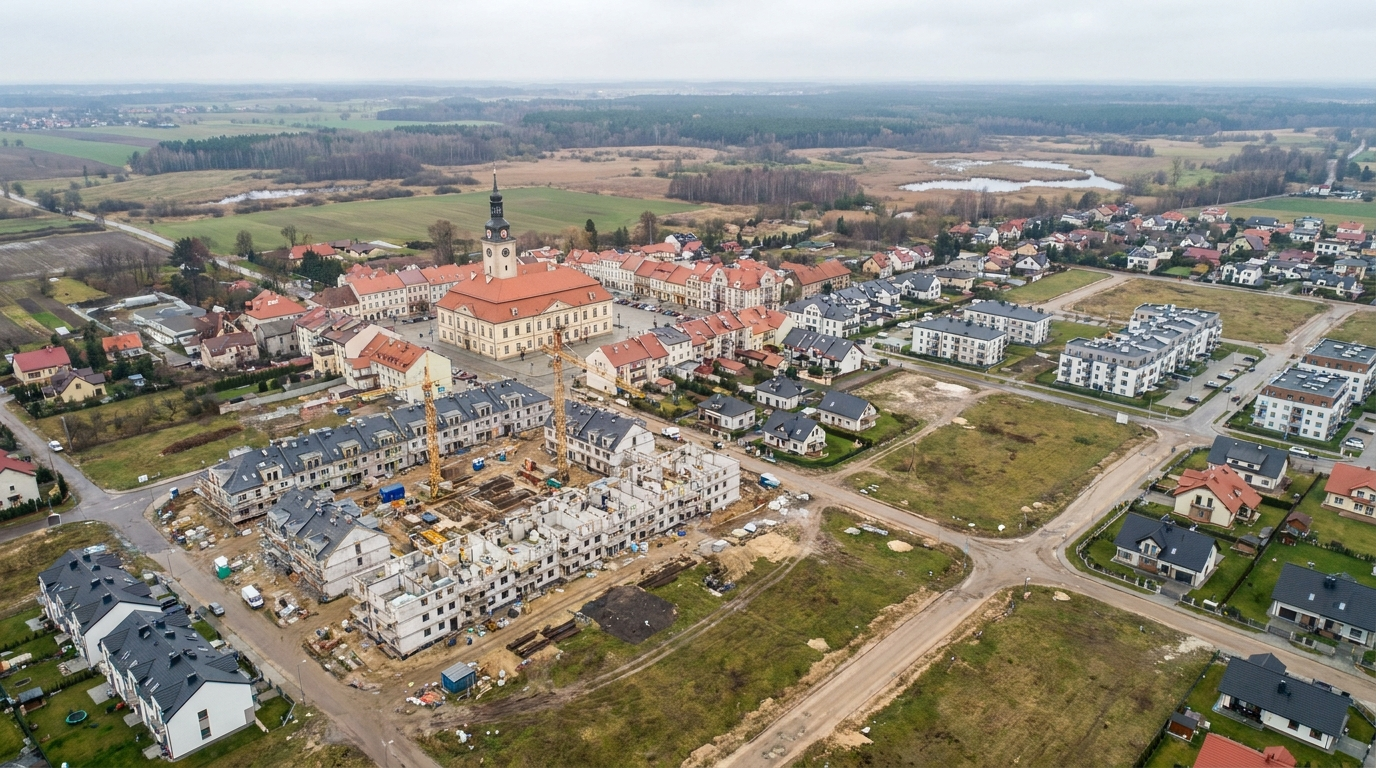 Aerial widok polskiego miasteczka — plany ogólne gmin deadline 31 sierpnia 2026