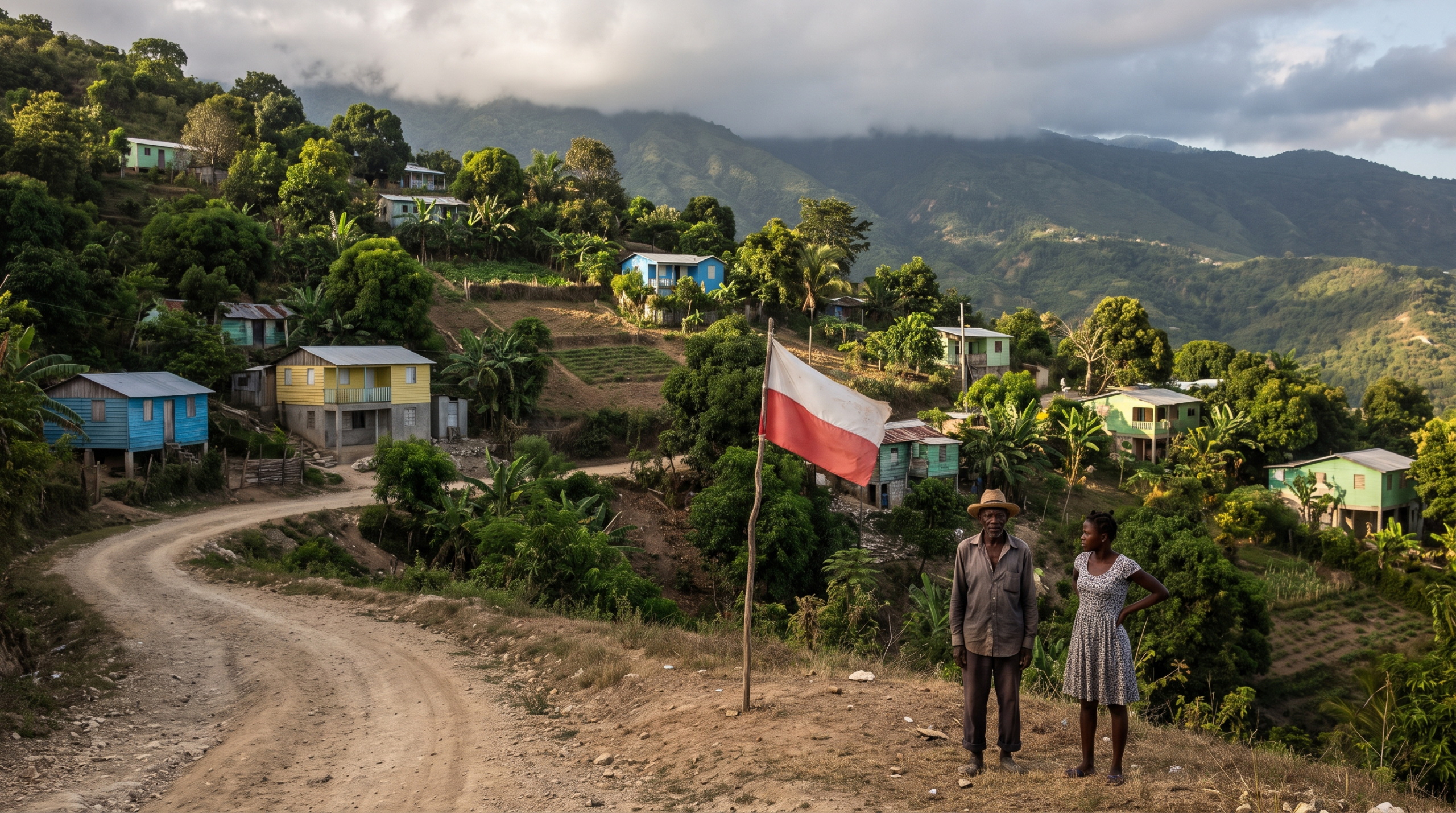 Cazale w górach Haiti — wioska potomków polskich legionistów. Zdjęcie wygenerowane AI.
