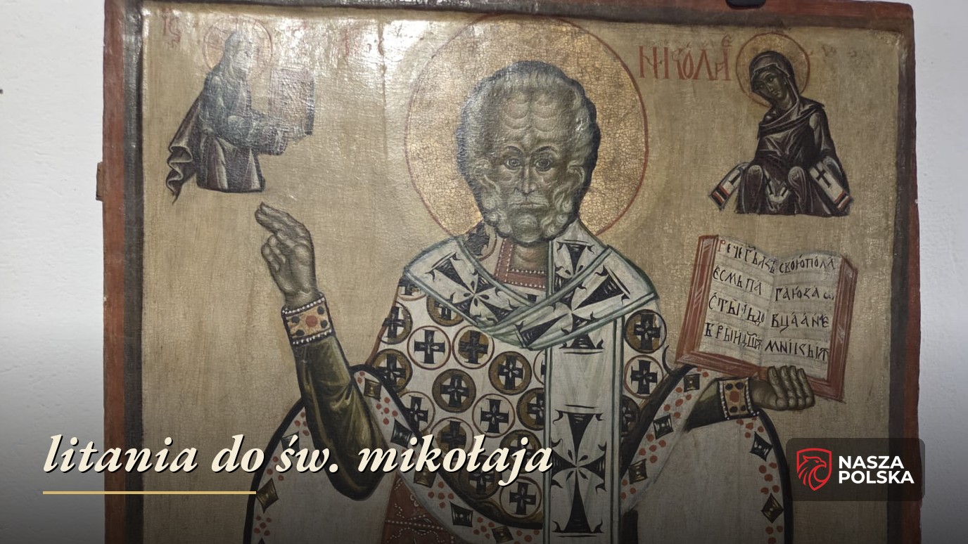 Święty Mikołaj biskup – ikona z inskrypcją НИКОЛА, Chrystus i Bogurodzica