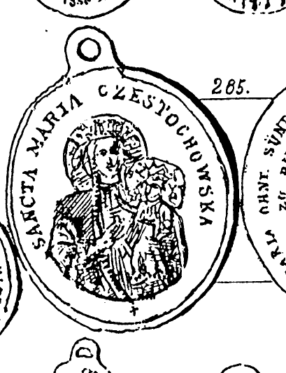 Medalik Matki Boskiej Częstochowskiej z katalogu medalików religijnych Rewolińskiego