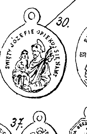 Medalik świętego Józefa z katalogu medalików religijnych Rewolińskiego