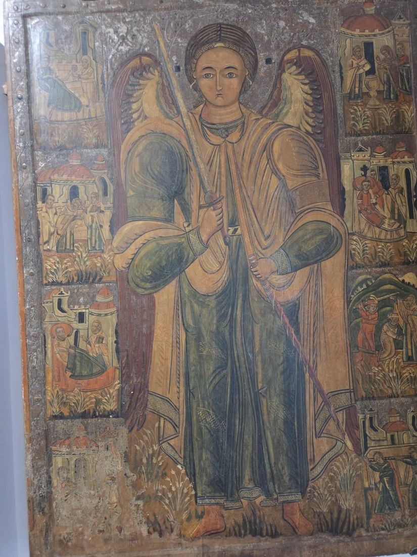 Ikona świętego Michała Archanioła, typ wschodni, archistrateg wojsk niebieskich, ze zbiorów muzeum w Sanoku