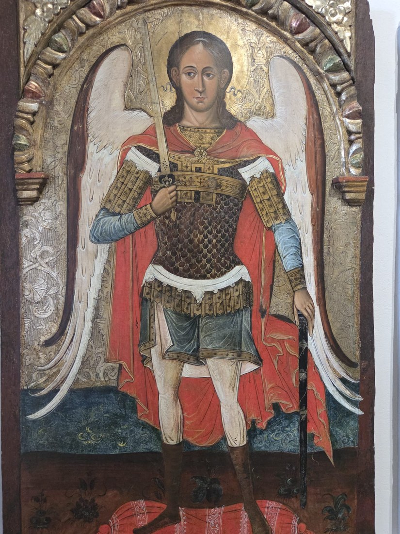 Święty Michał Archanioł w zbroi rycerskiej, ikona ze zbiorów muzeum w Sanoku