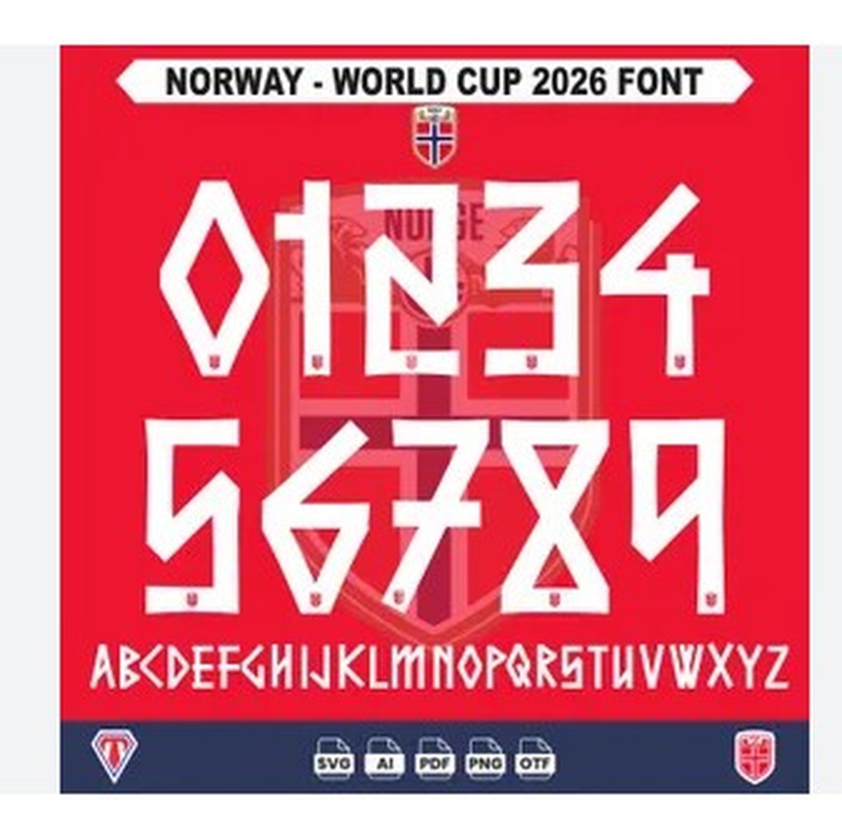 Font reprezentacji Norwegii na MŚ 2026 - cyfry i litery stylizowane na alfabet runiczny