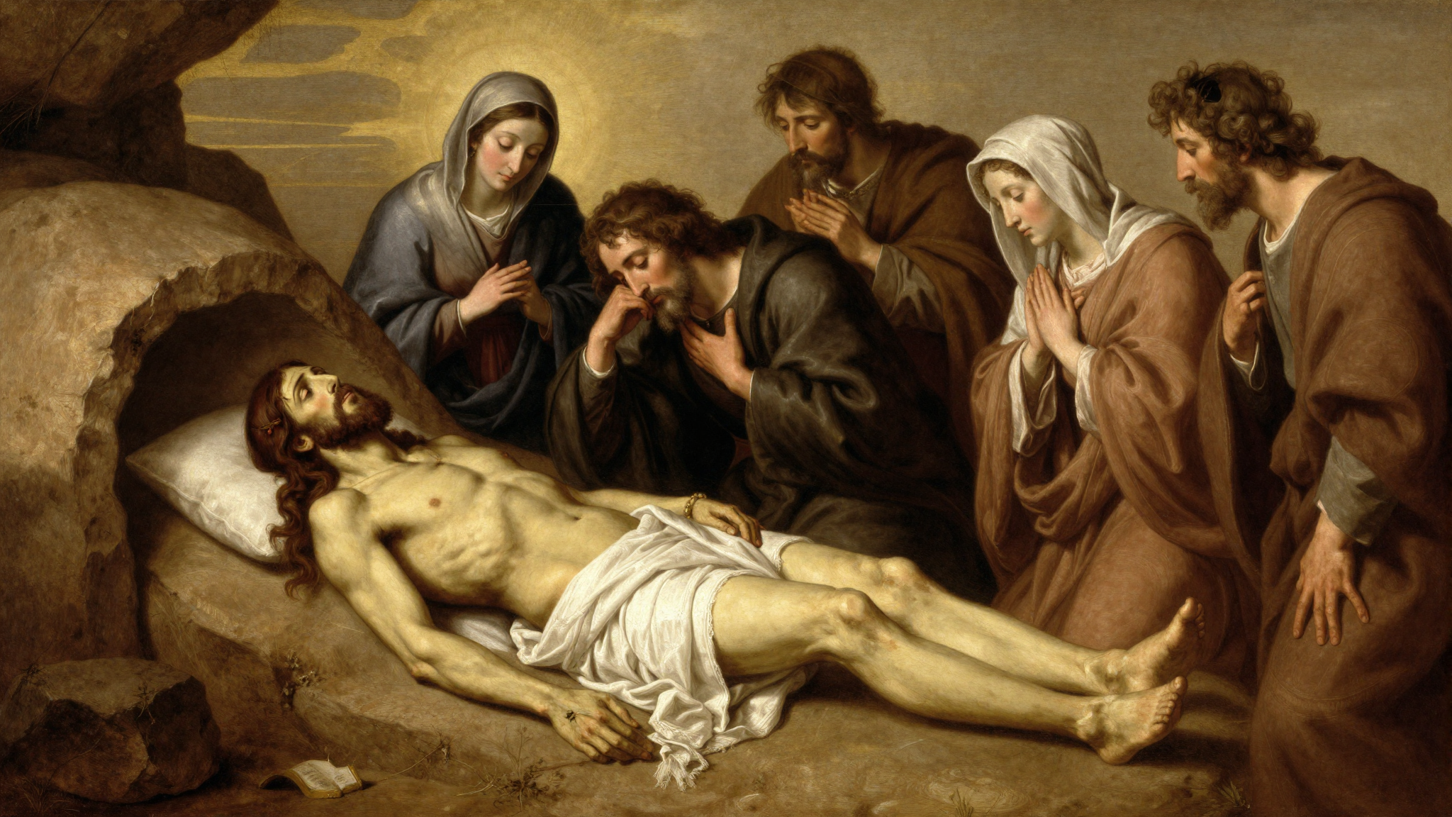 Stacja XIV drogi krzyżowej – Jezus złożony do grobu
