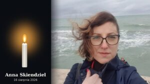 Anna Skiendziel na portrecie nad morzem, obok zapalona świeca i data 16 sierpnia 2026