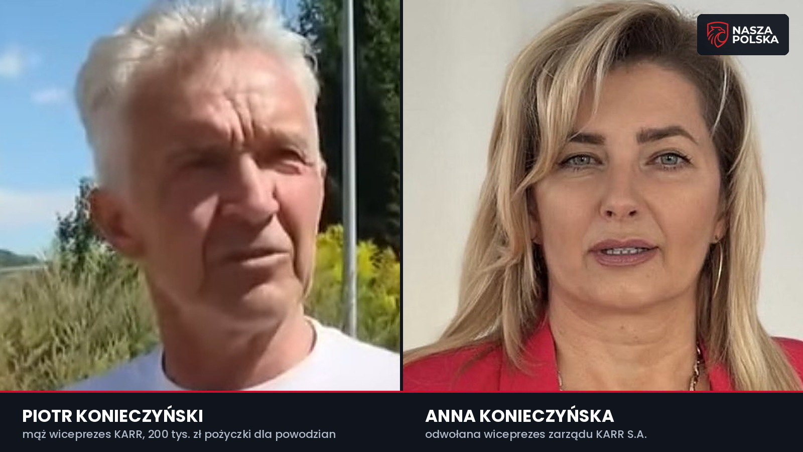 Piotr Konieczyński i Anna Konieczyńska obok siebie, po lewej mąż i właściciel firmy Amarcord, po prawej odwołana wiceprezes KARR