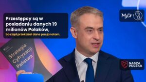 Krzysztof Gawkowski ze Strategią Cyfryzacji Państwa, obok logo firmy MyDr, z której wyciekły dane medyczne