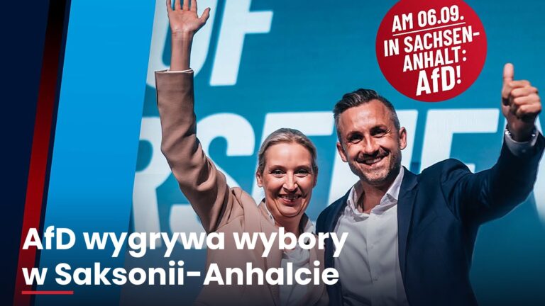 Alice Weidel i Ulrich Siegmund na grafice wyborczej AfD przed wyborami w Saksonii-Anhalt