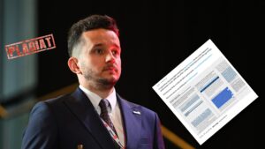 Jakub Wiech, znaczek plagiat i printscreen oświadczenia OSW z serwisu X