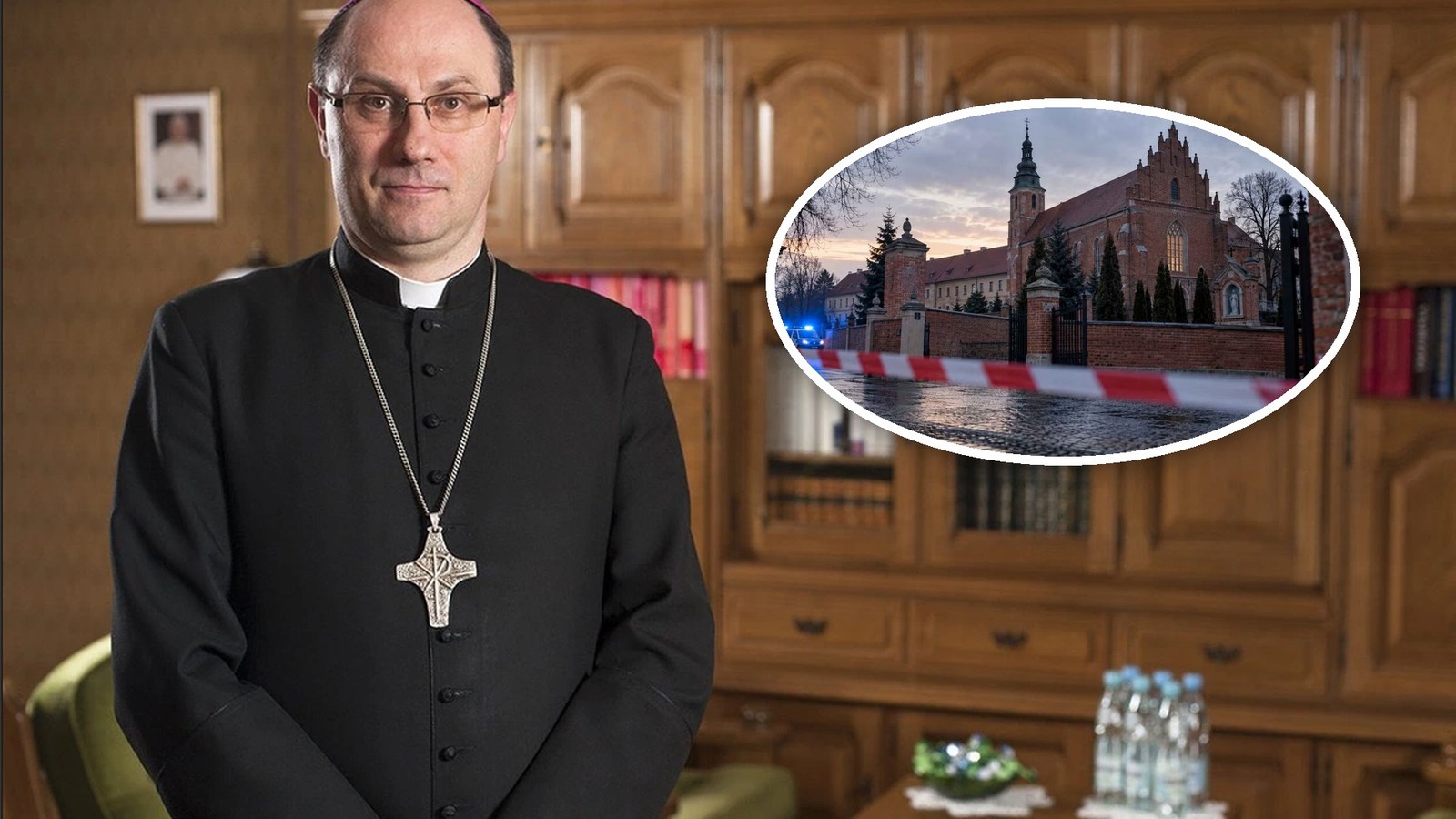 Prymas Polski arcybiskup Wojciech Polak podczas wystąpienia, w tle wnętrze kościoła