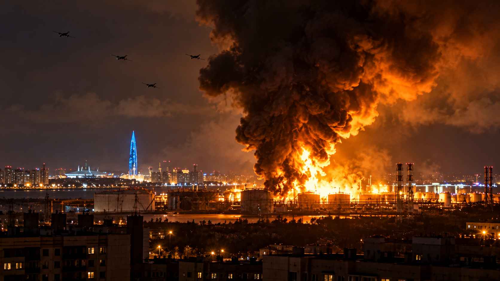 atak dronów na Petersburg
