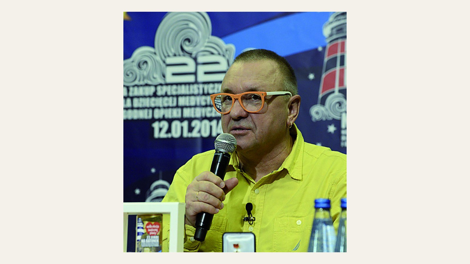 Jerzy Owsiak podczas 22. Finału WOŚP w styczniu 2014 roku