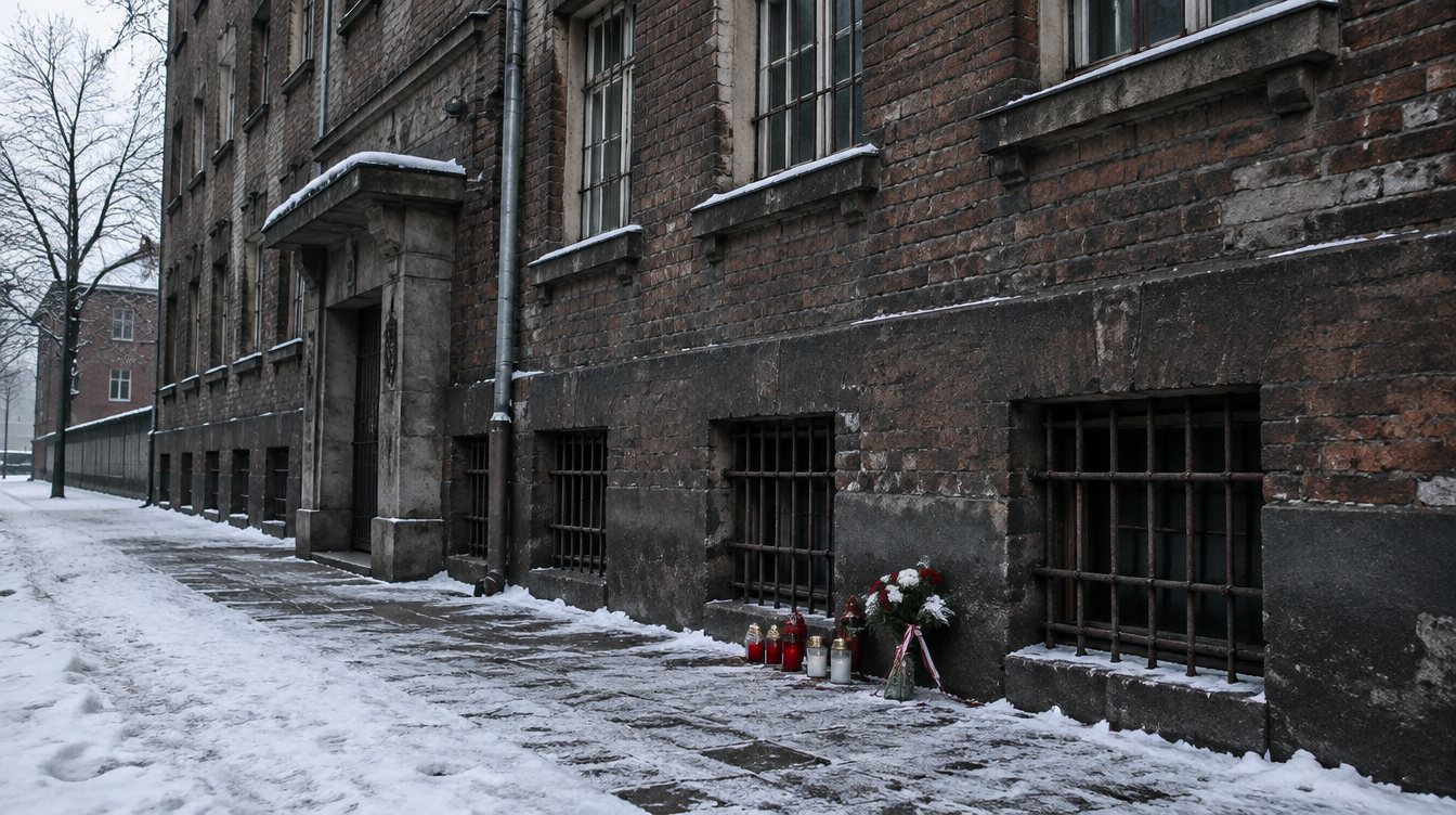 Dawna katownia UB na warszawskiej Pradze ze zniczami - miejsce na muzeum Żołnierzy Wyklętych