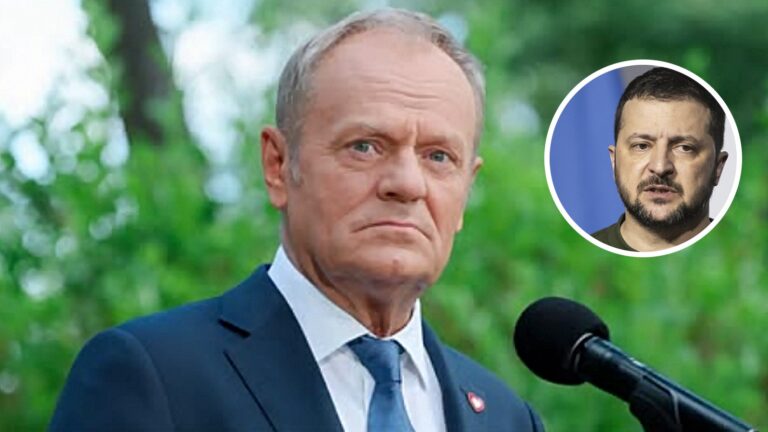 Donald Tusk, premier Polski, i Wołodymyr Zełenski, prezydent Ukrainy, po rozmowie z 11 października 2026 r.