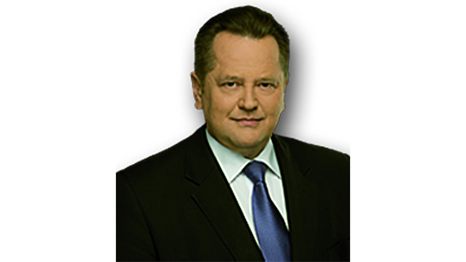 Poseł Jarosław Zieliński w ciemnym garniturze i niebieskim krawacie, portret na białym tle