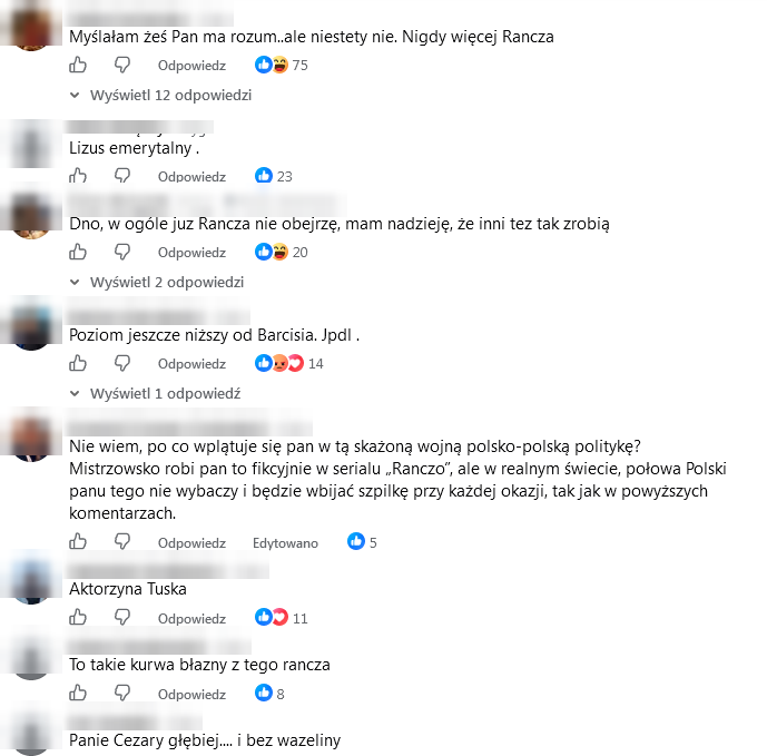 Komentarze internautów krytykujących Cezarego Żaka po żarcie o prezydencie - część 2