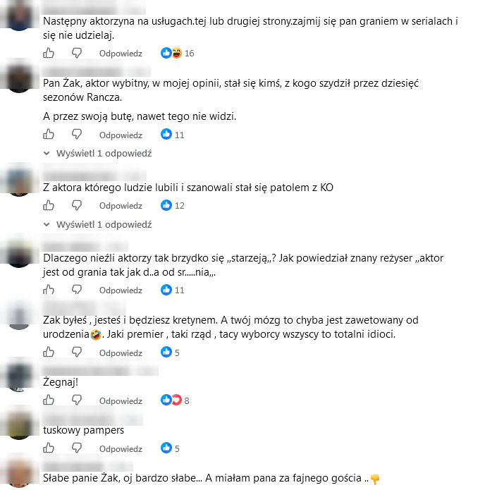 Komentarze internautów krytykujących Cezarego Żaka po żarcie o prezydencie - część 3